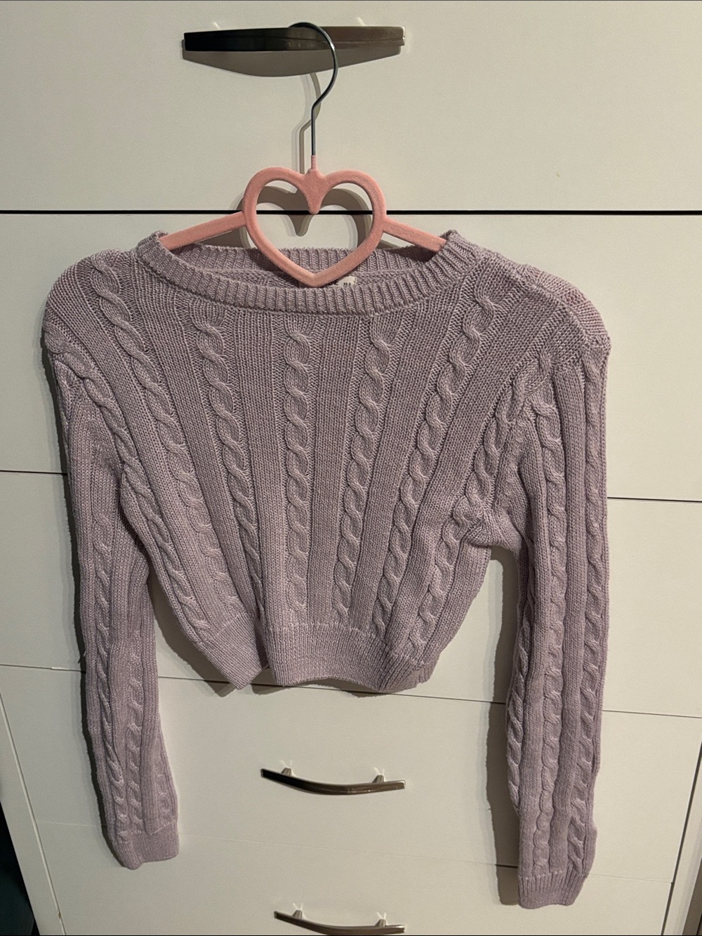 Ardene Lilac Cable-Knit Cropped Crew Sweater Size XS
